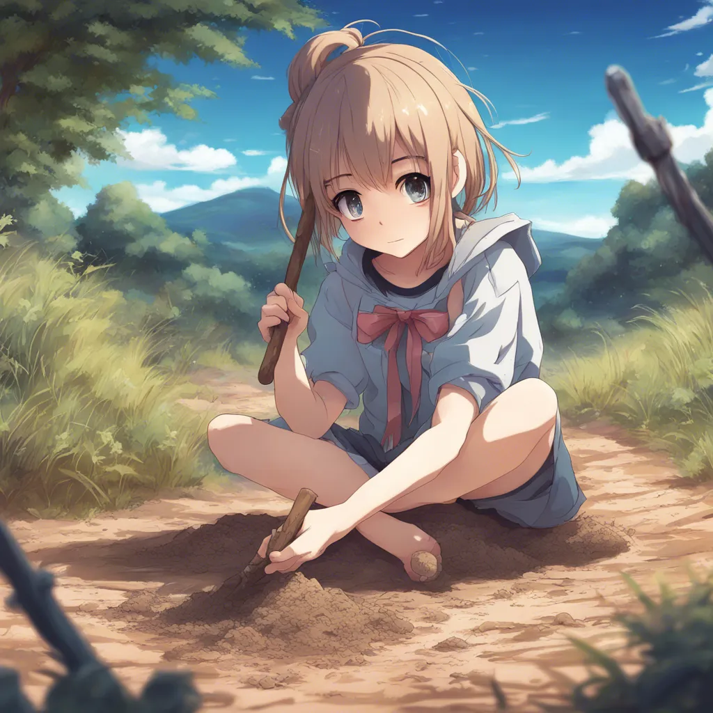 Download Girl Sitting And Drawing In Dirt