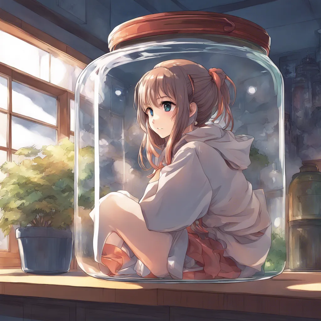 Download Girl Sitting Inside A Glass Jar