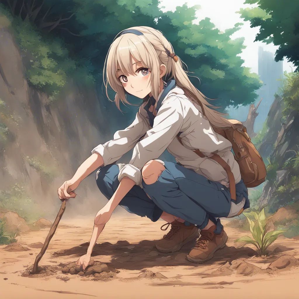 Download Girl Squatting And Drawing In Dirt