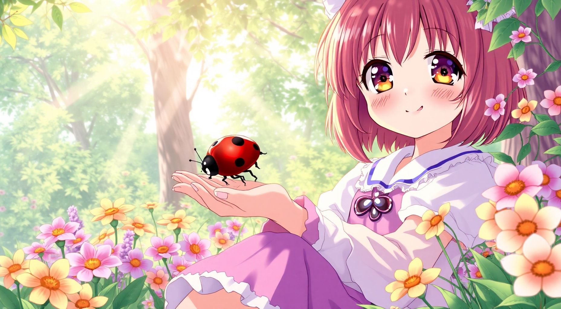 Download Girl Whit A Ladybug