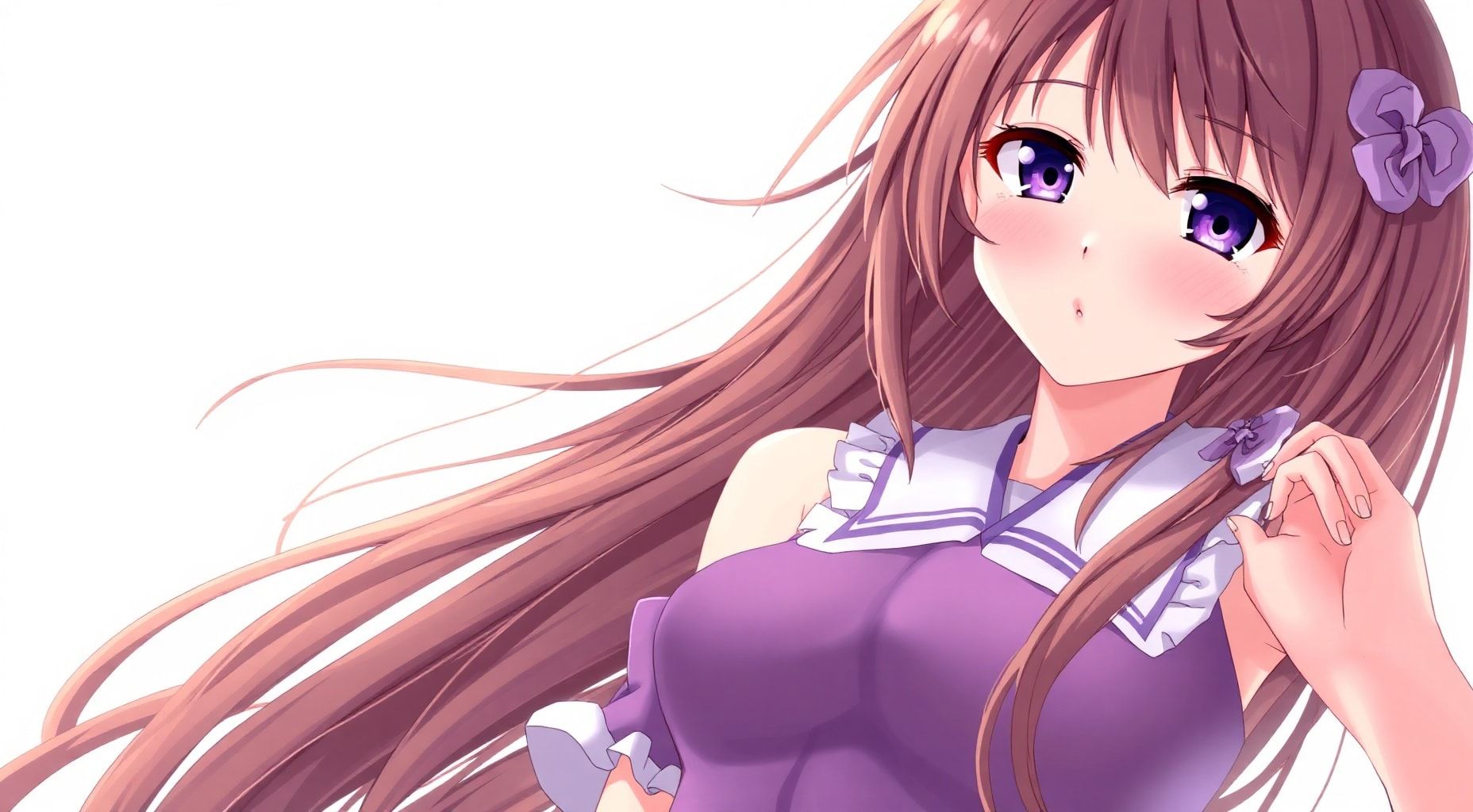 Download Girl With Long Brown Hair Purple