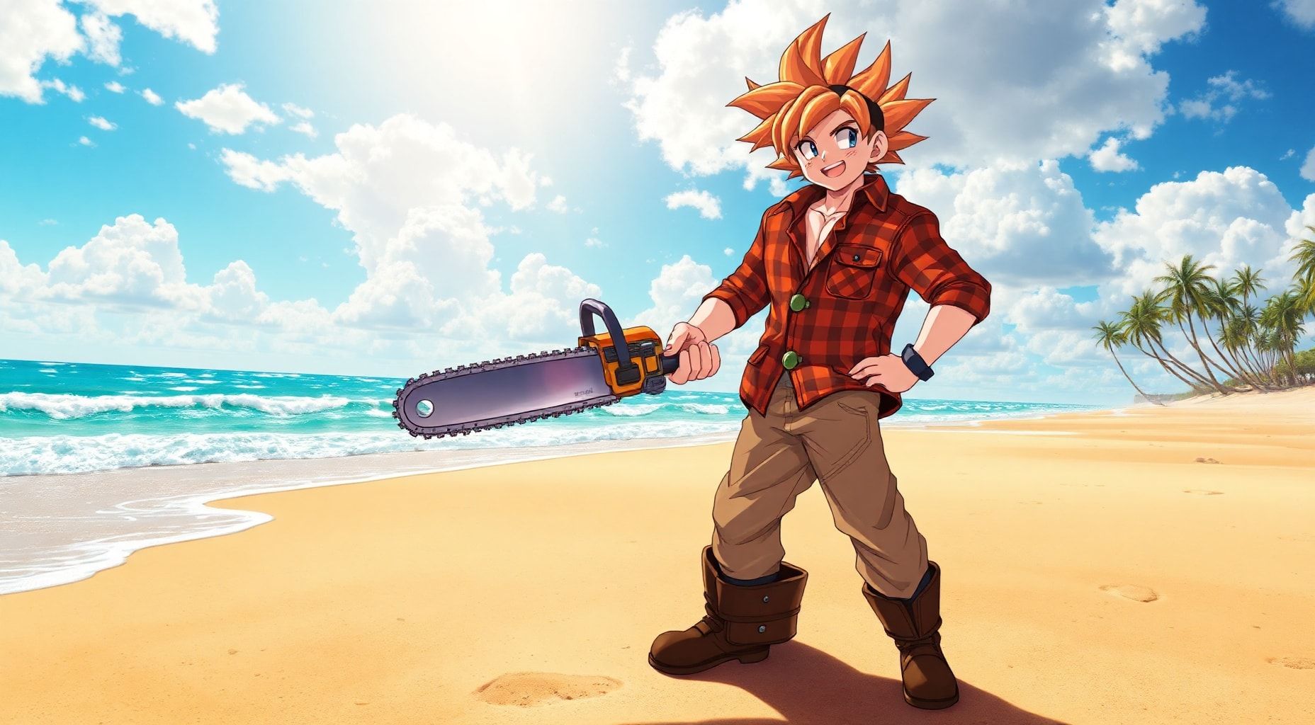 Download Goku Dressewd As A Lumberjack An