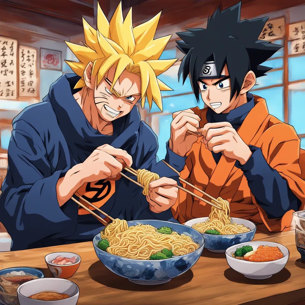 Download Goku Eating A Bowl Of Ramen