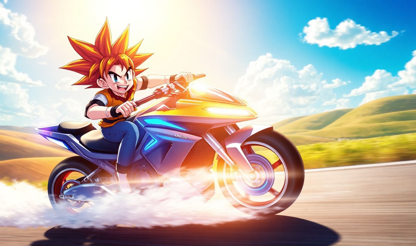 Download Goku On A Bike