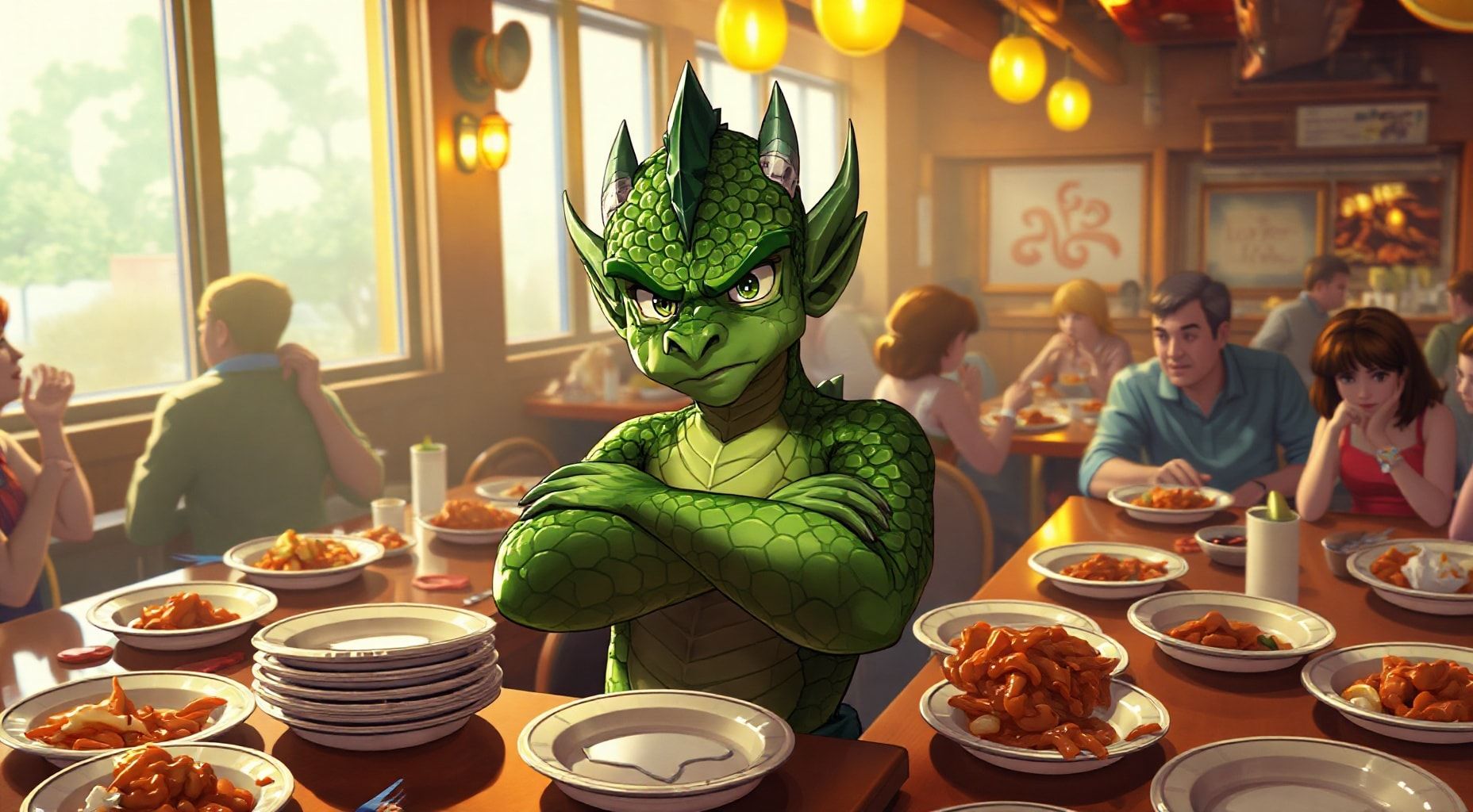 Download Green Annoyed Dragonborn Teen Busboy