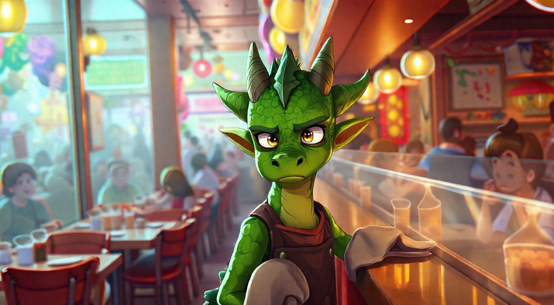 Download Green Bored Annoyed Dragonborn Teen Busboy