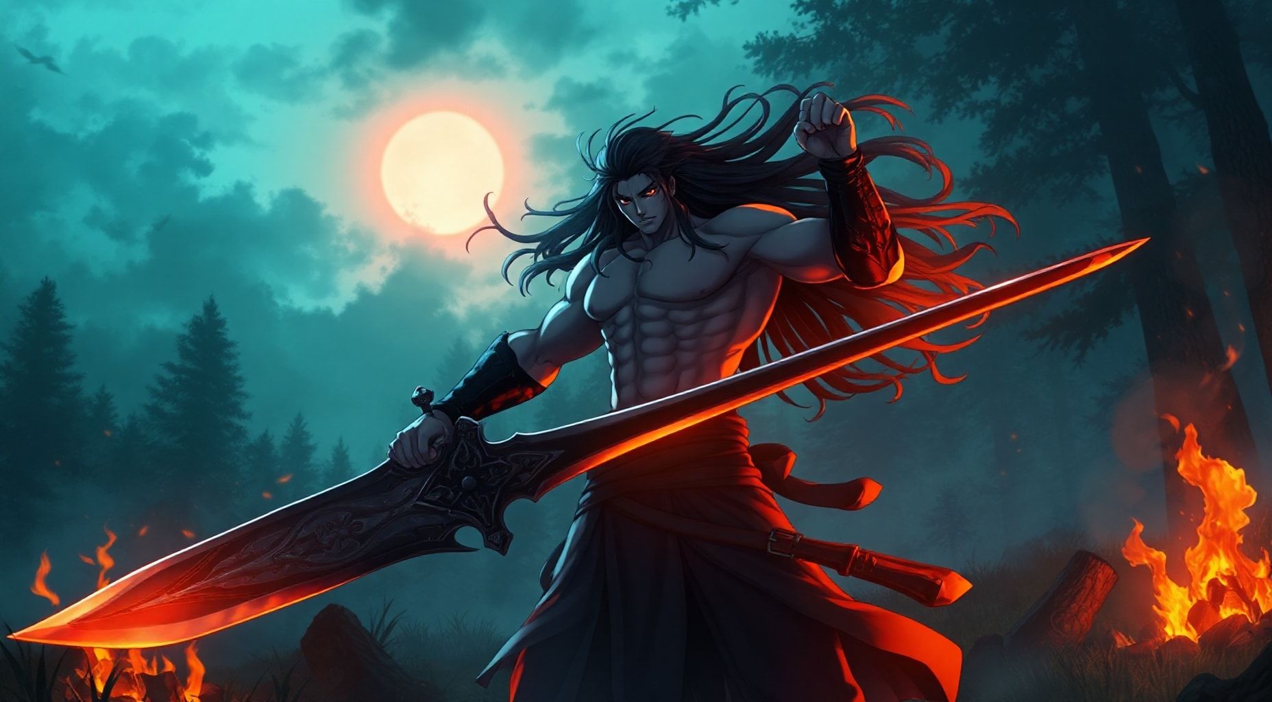 Download Guts Long Hair Holding Sword