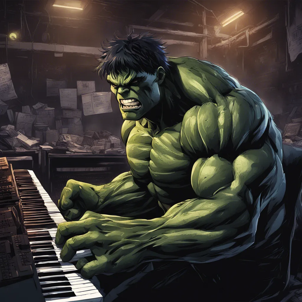 Download Hulk Playing A Keyboard In A