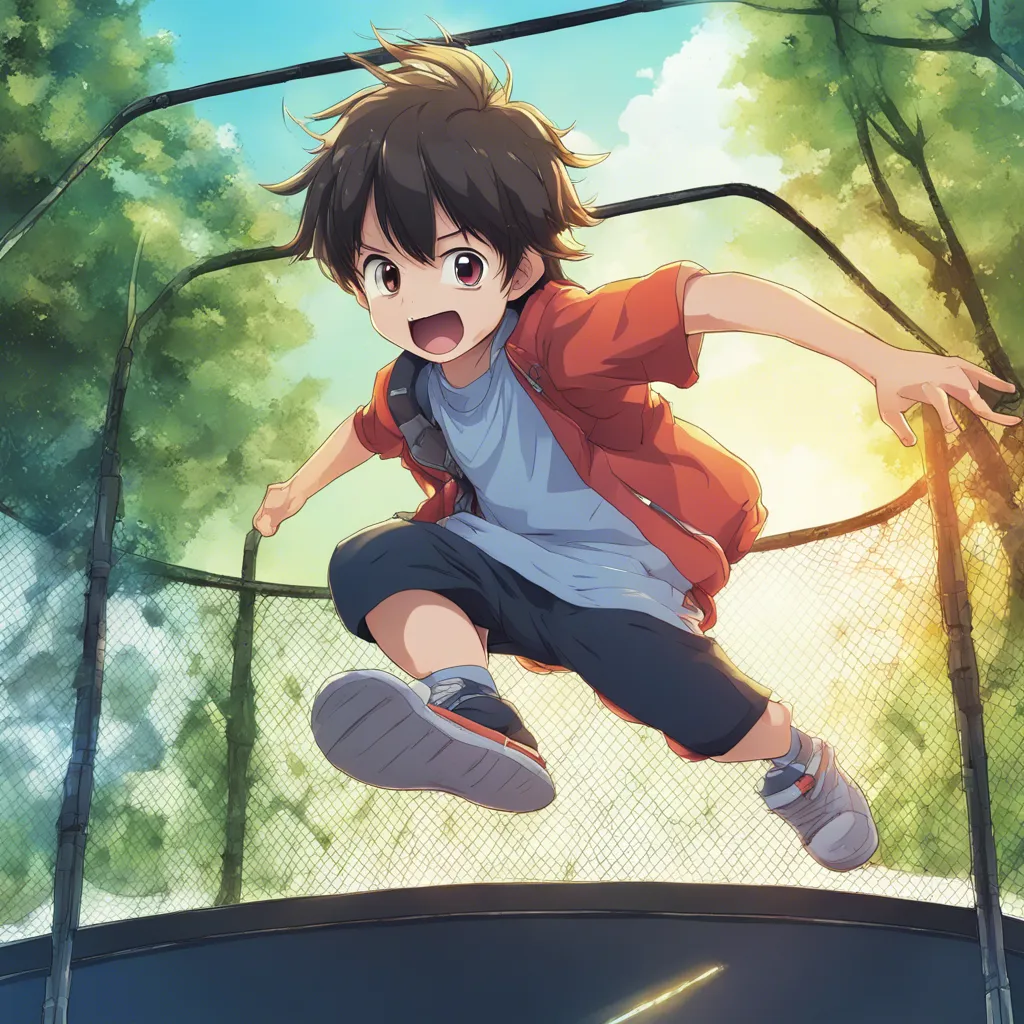 Download Kid Pushing A Trampoline Cartoon