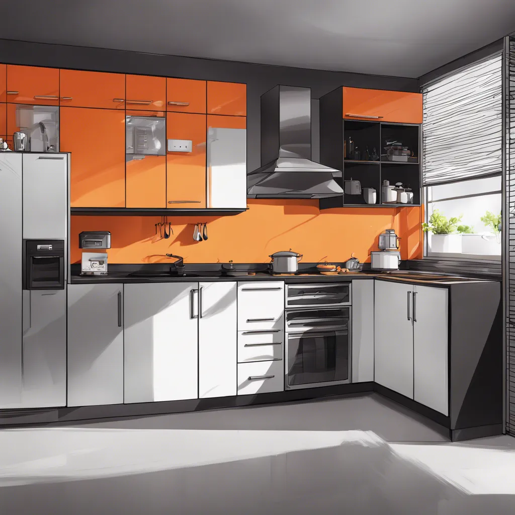 Download Kitchen Minimalist Cabinets Black And Orange