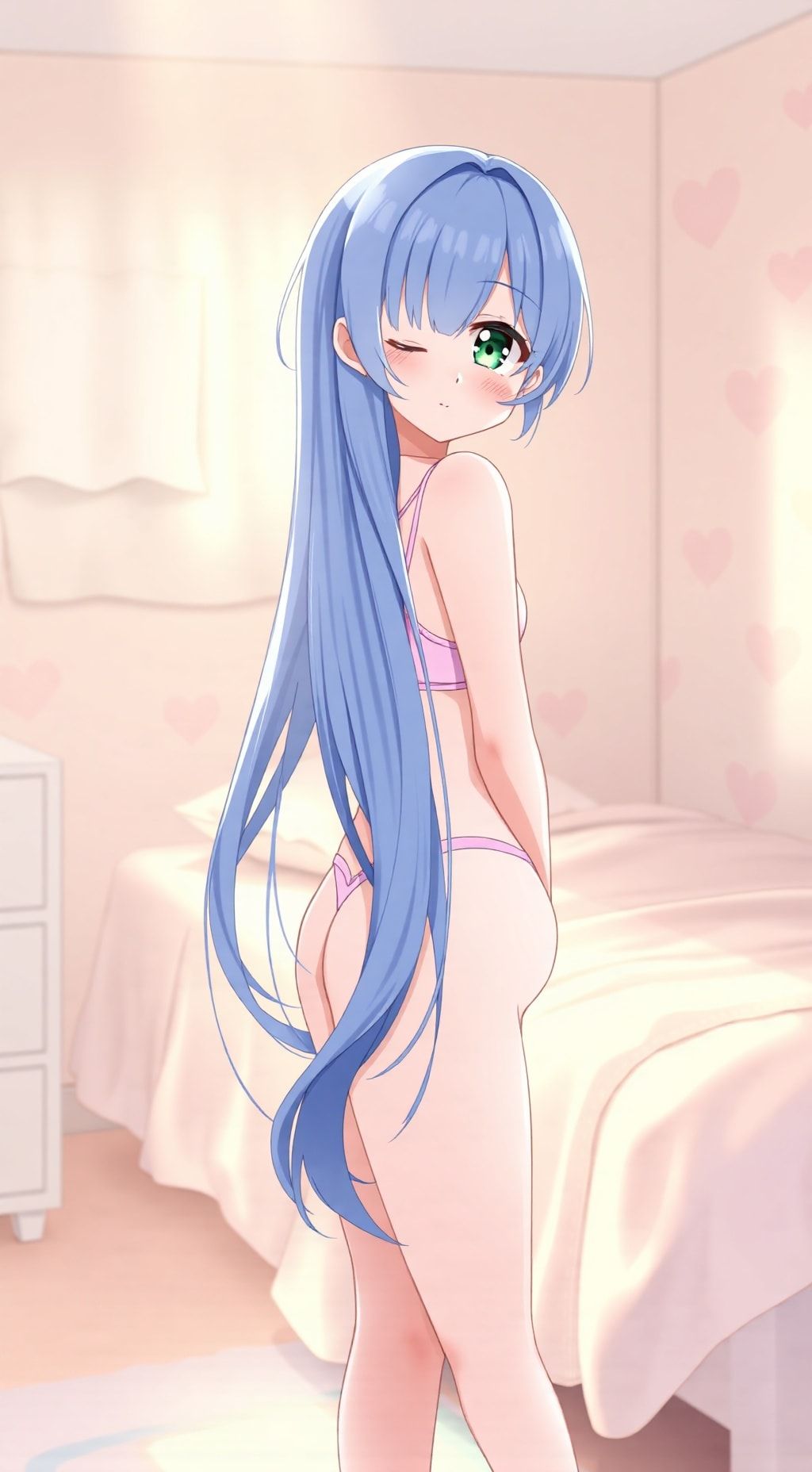 Download Konata Izumi Standing In Bedroom Pink