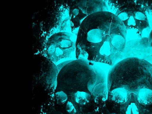 Download teal skull  fire