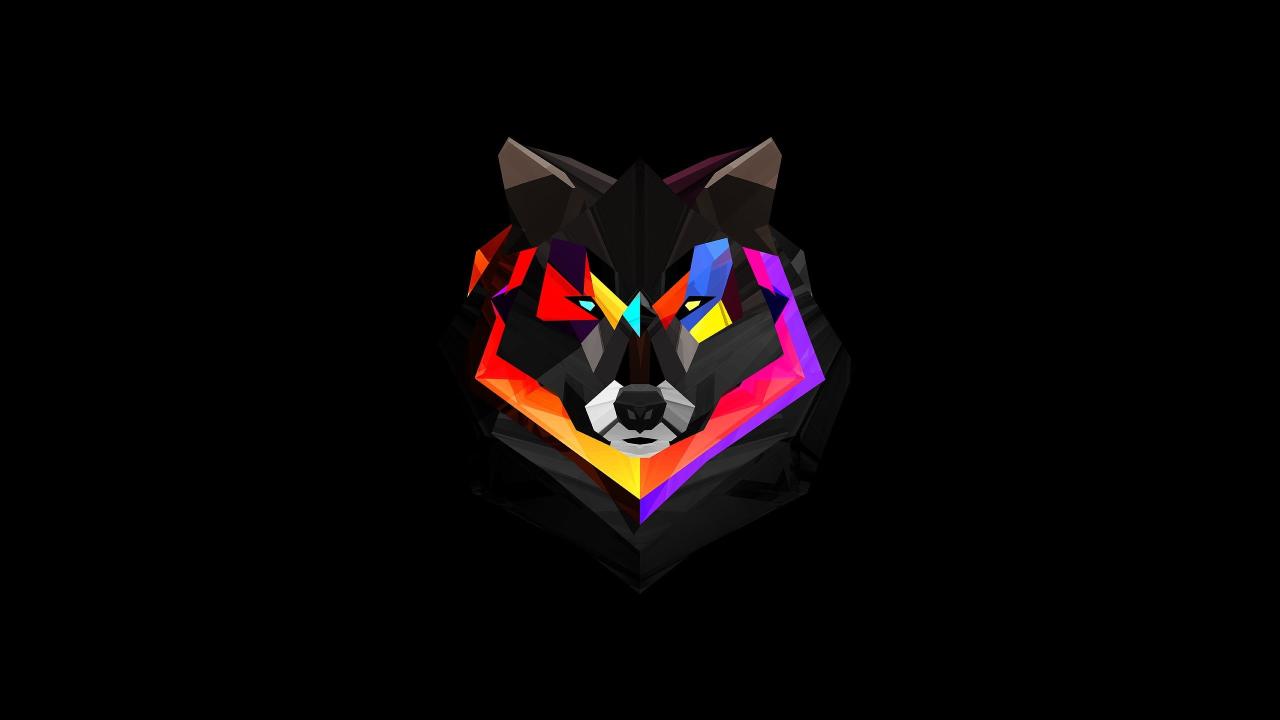 Download wolf illustration multicolored wolf