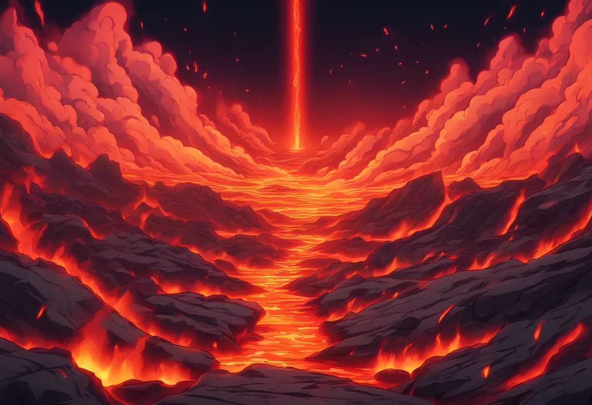 Download Lava And Magma Background 90s Anime