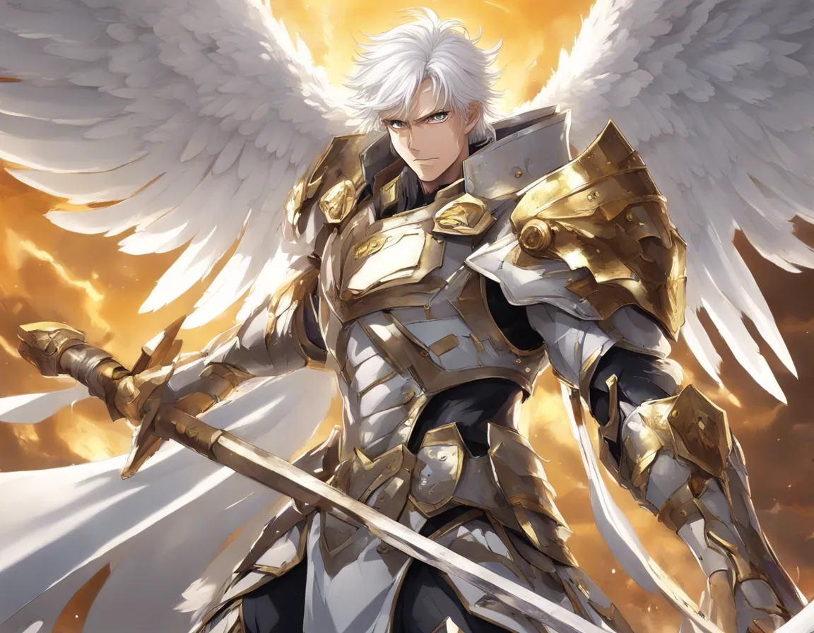 Download Male Angel With Golden Eyes White