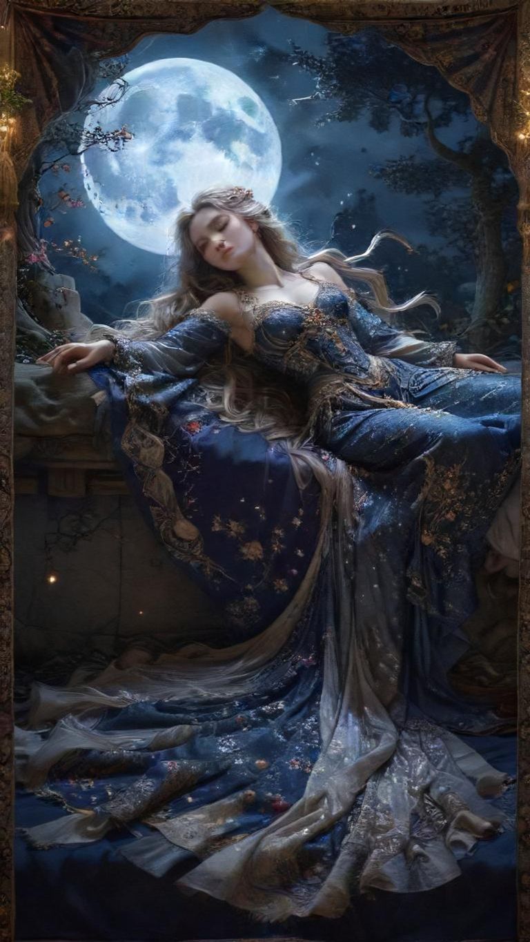 Download Medieval Woman Sitting Sideways At Night