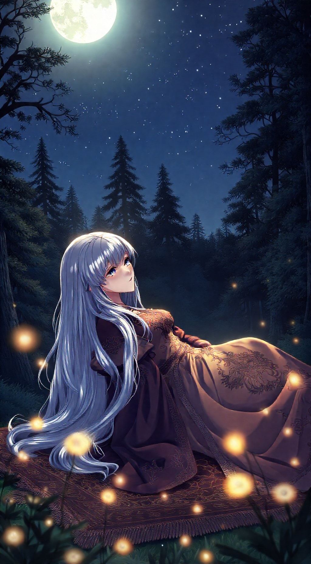 Download Medieval Woman Sitting Sideways At Night