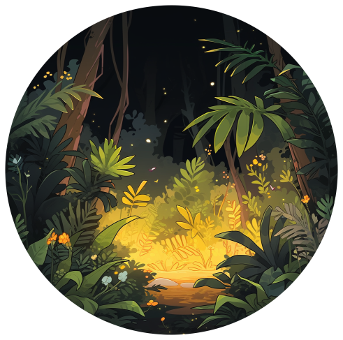 Download Night Tropical Jungle Round Sticker