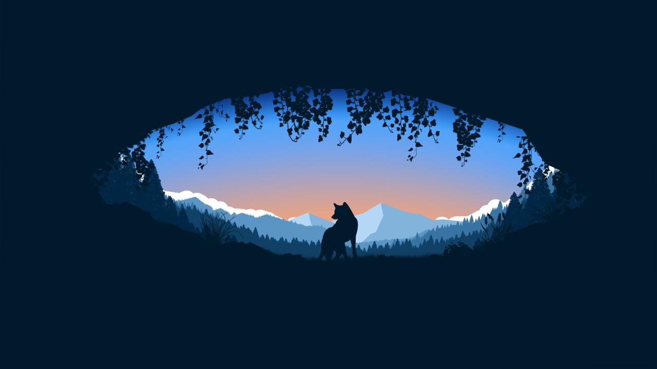 Download digital art fox landscape