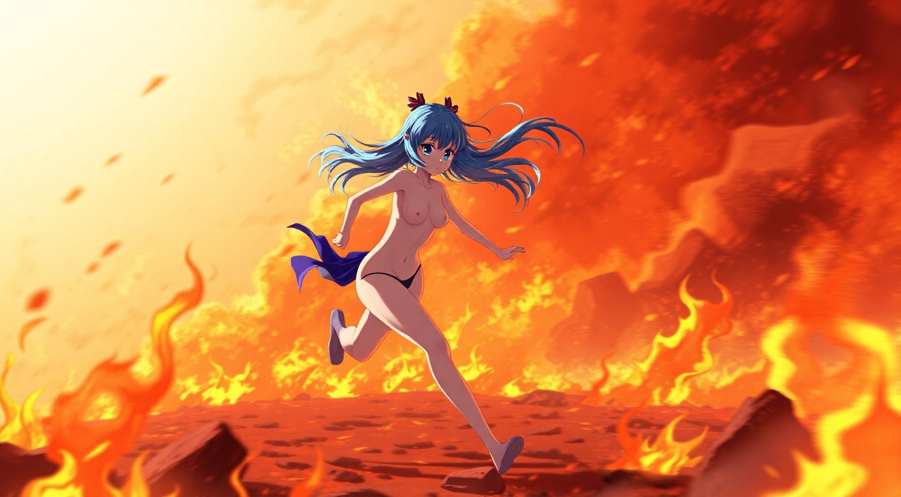 Download Naked Blue Hair Girl Running From