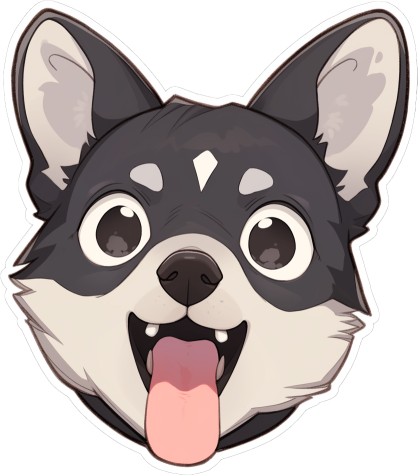 Download Cute Grey Puppy With Fluent Tongue Sticker