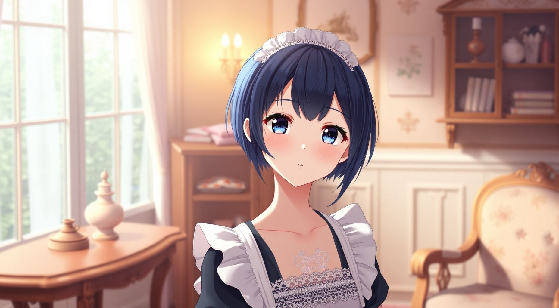 Download No Bangs Short Hair Dark Blue