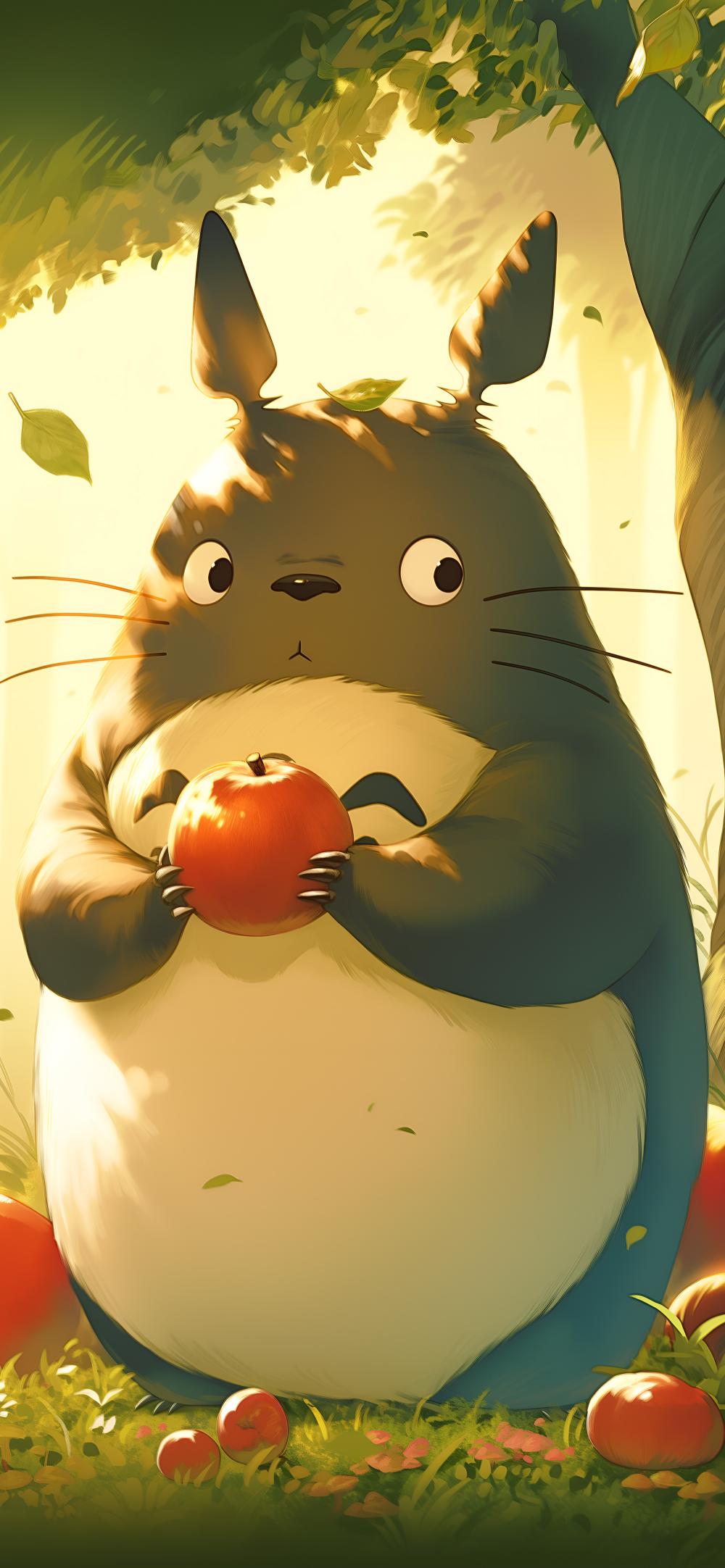 Download Totoro Holding Apple Fall