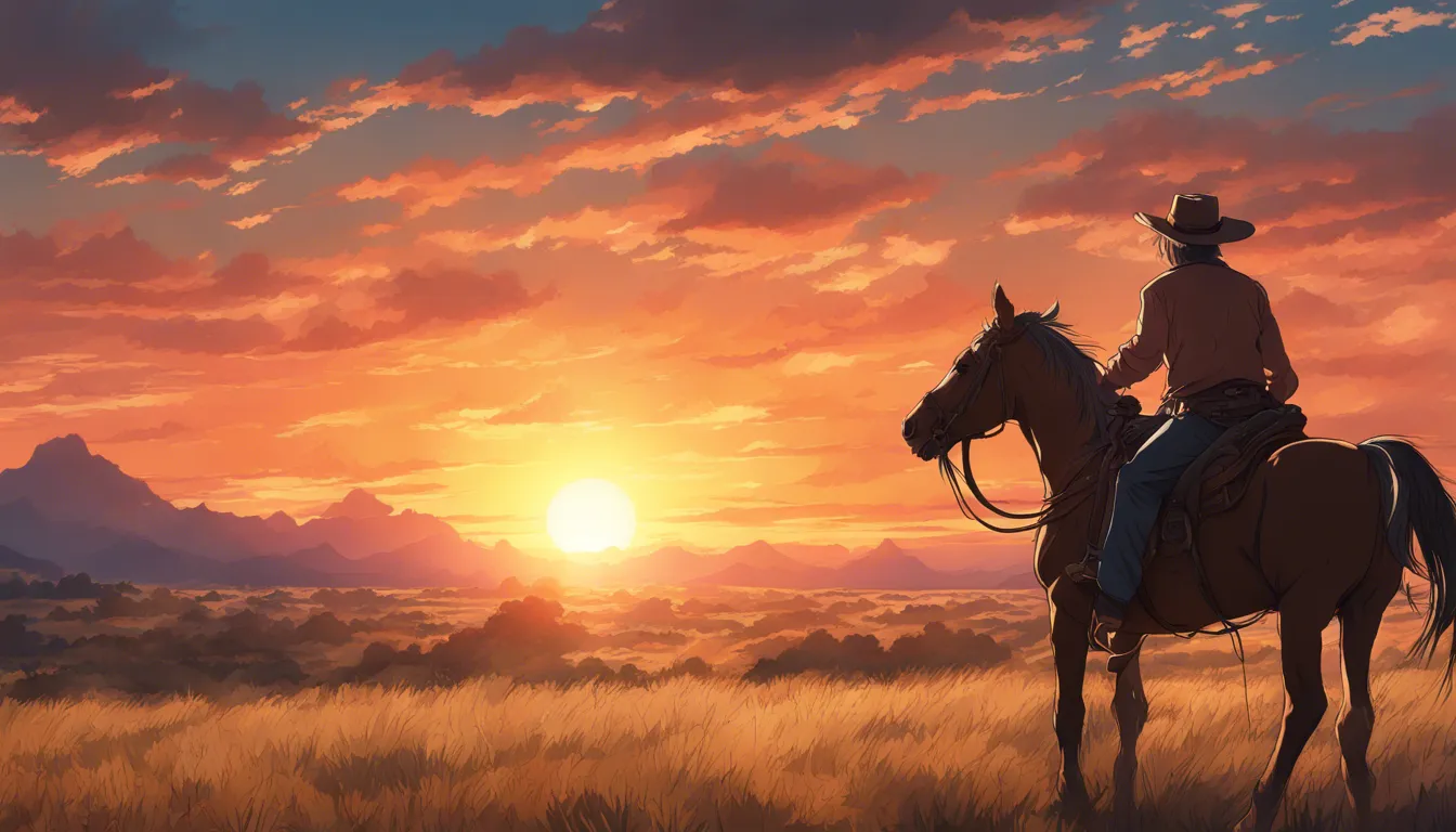 Download Old Cowboy Riding Into Sunset Photorealistic