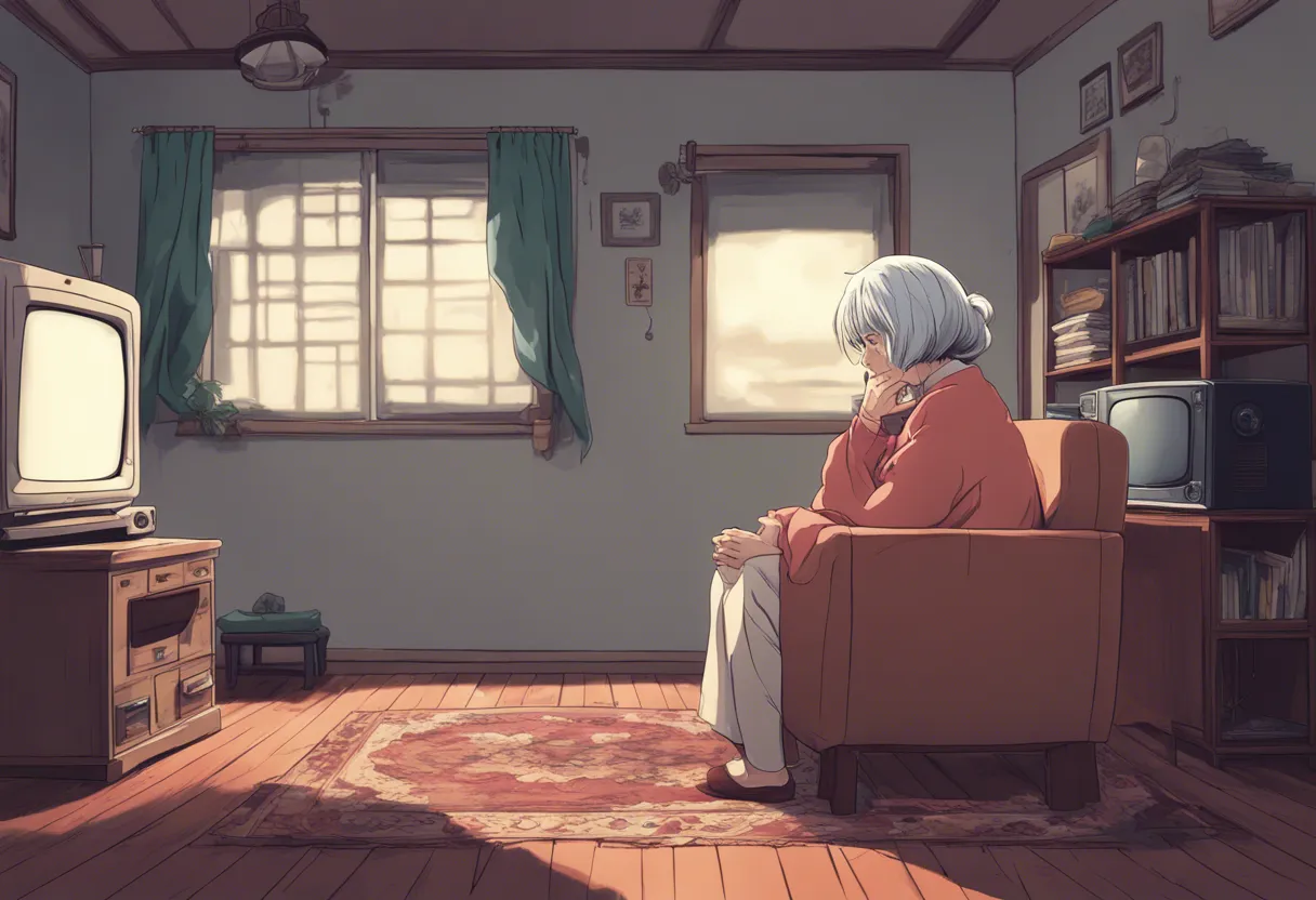 Download Old Depressed Lady Sitting Alone In