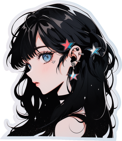 Download Blue Eyed Brunette Anime Girl Aesthetic Sticker