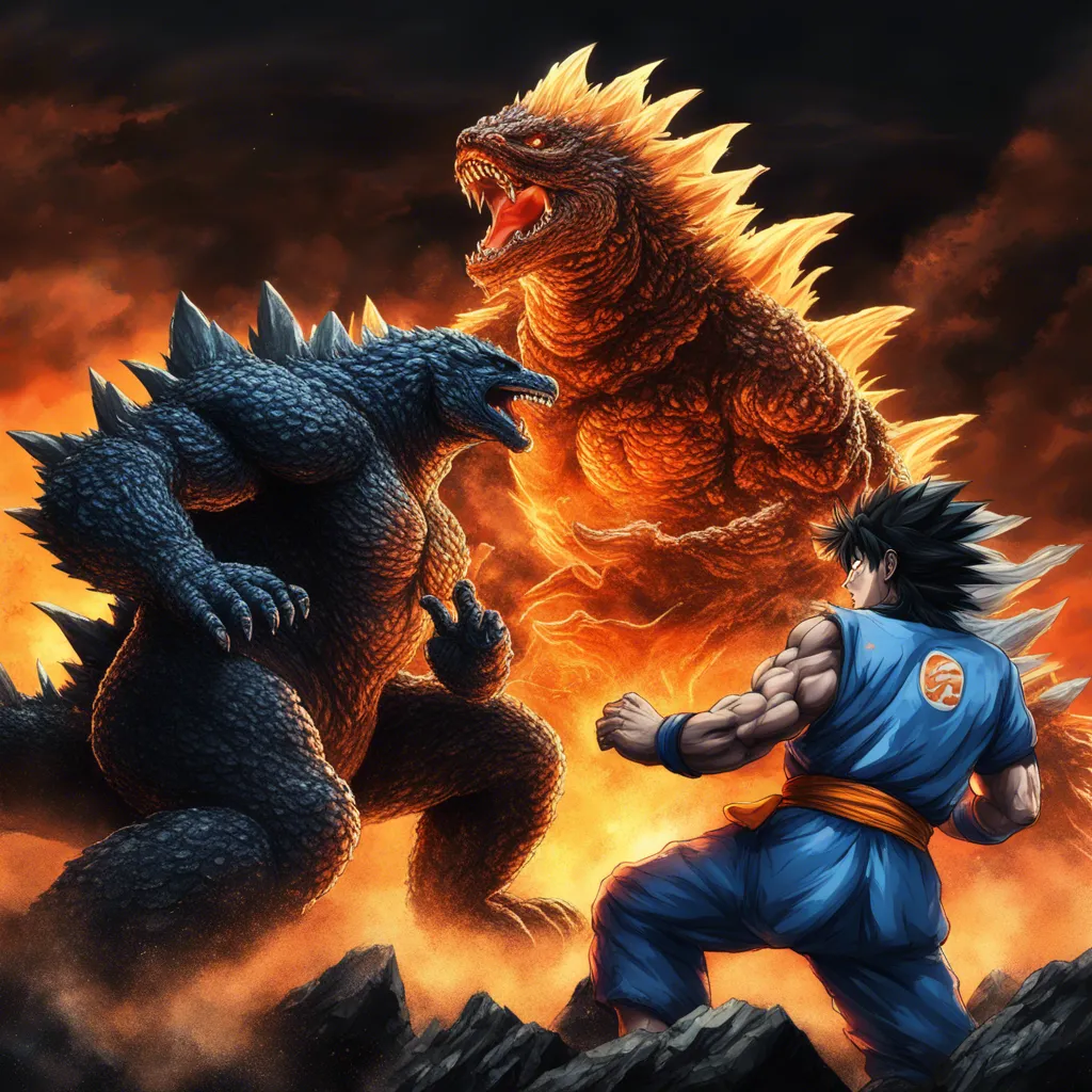 Download Photorealistic Godzilla Fighting Goku Against A