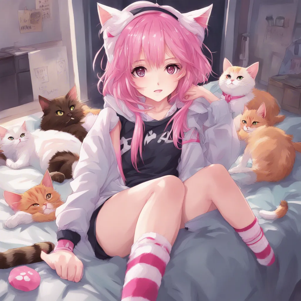 Download Pink Haired Anime Cat Girl Cat