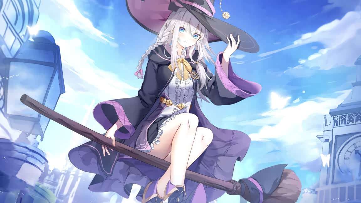 Download Witch Elaina Riding A Broom