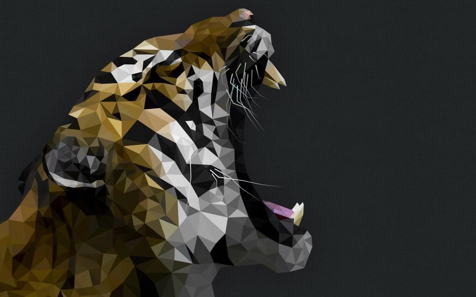 Download tiger mosaic artwork gray