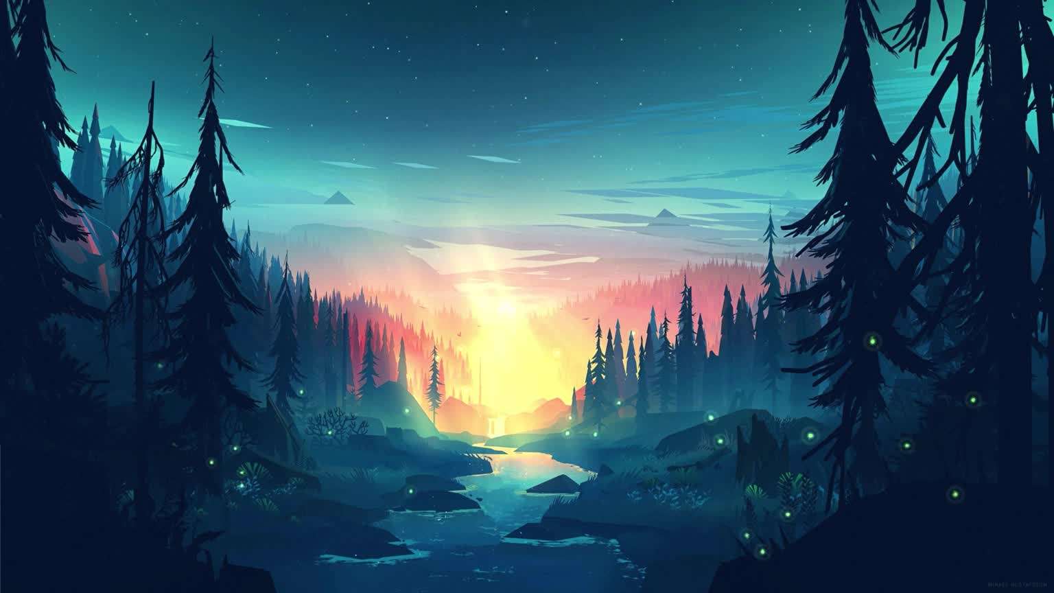 Download Forest River Sunset