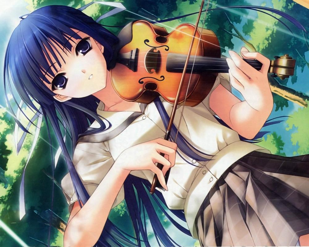 Download Black Haired Woman Playing Violin Character