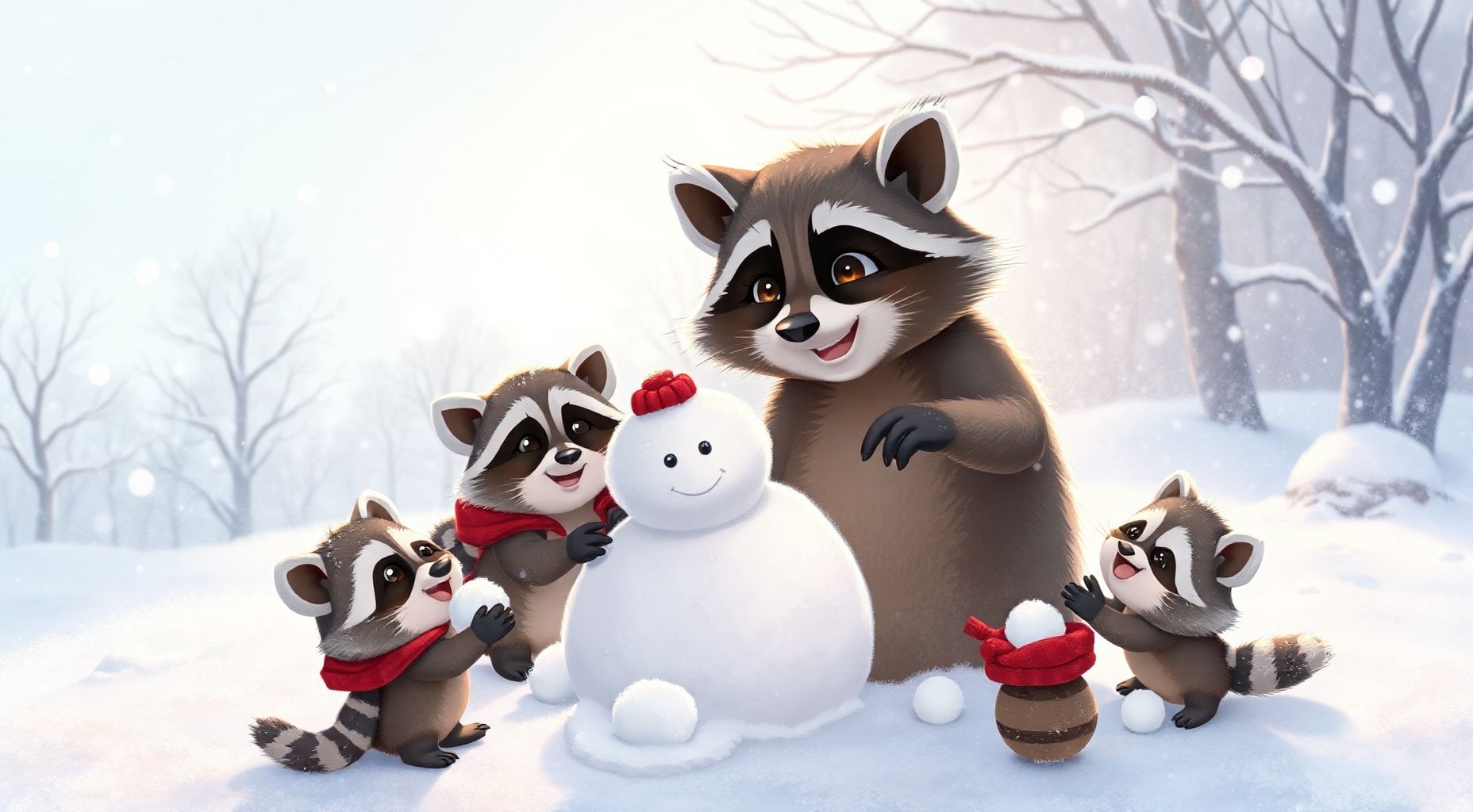 Download Raccoon In Snowy Backyard Making A