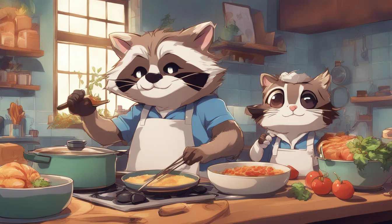 Download Racoon And Cat Are Cooking