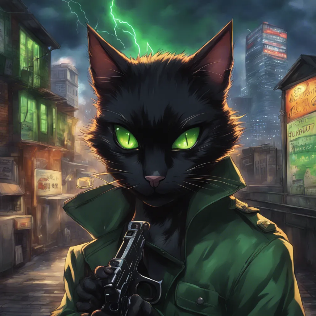 Download Realistic Black Cat Green Eyes Tommy