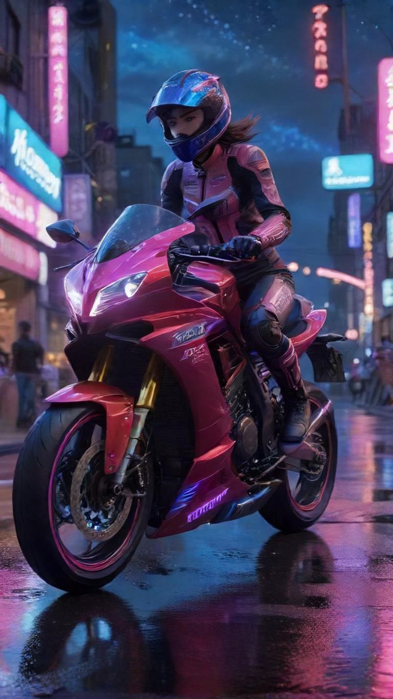 Download Red Bike Drifting At Night