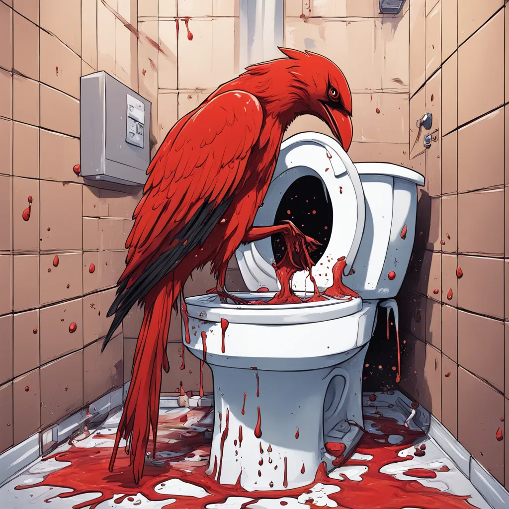 Download Red Crow Puking Into A Toilet