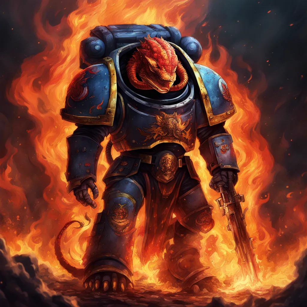 Download Salamander Space Marine Surrounded By Flames