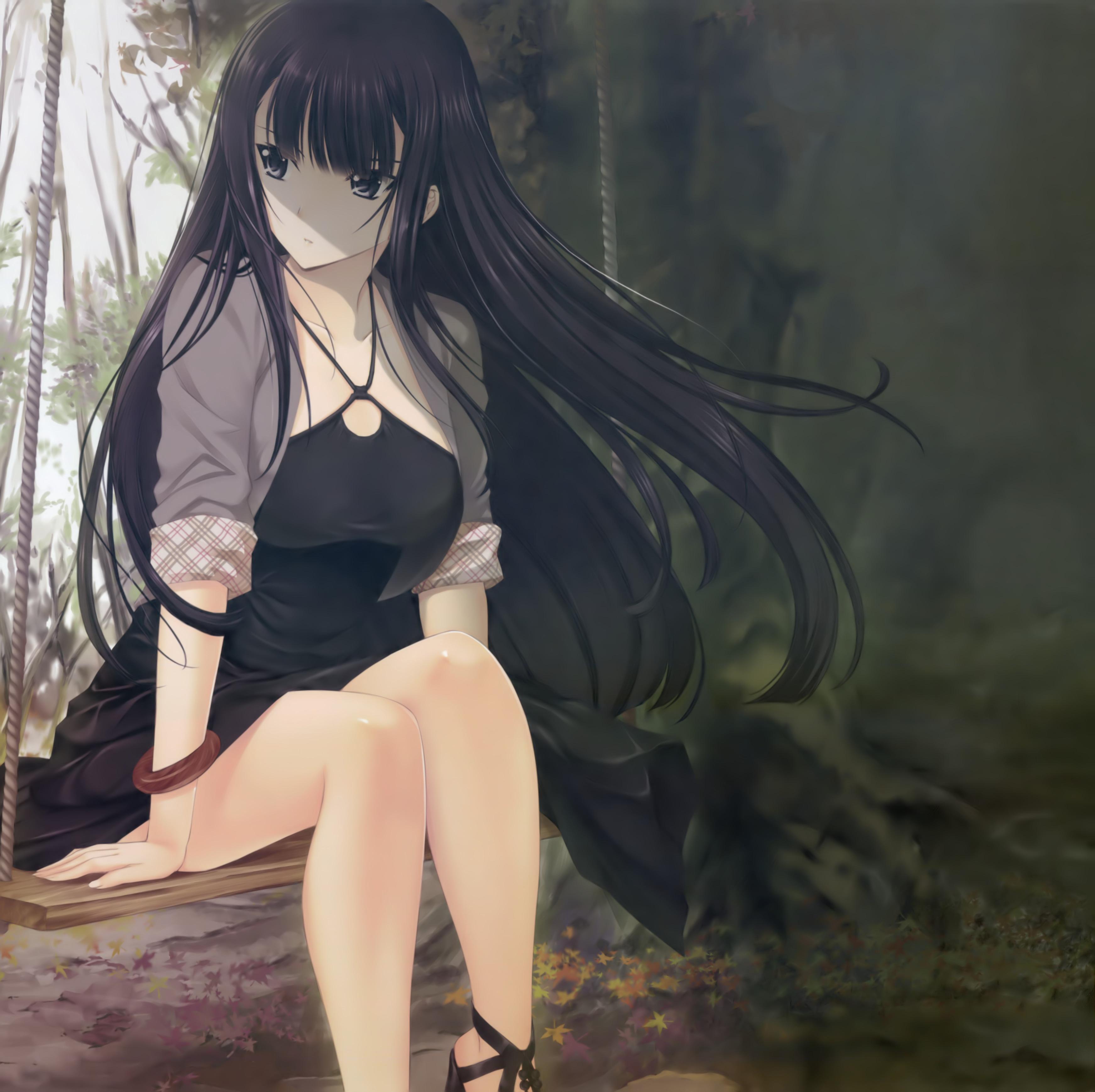 Download female black-haired anime character