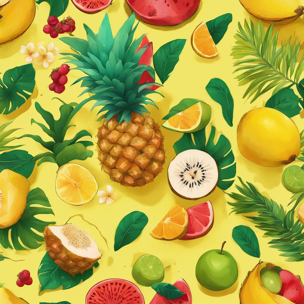 Download Tropical Fruits In A Pattern On