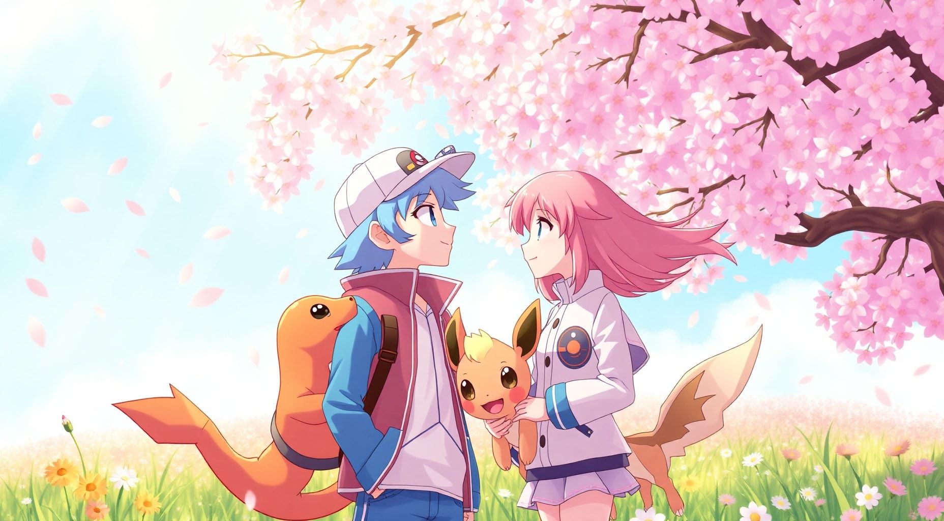 Download Two Pokemon Trainers In Love