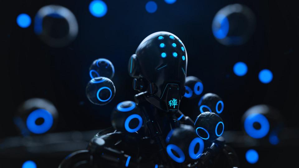 Download black and blue robot