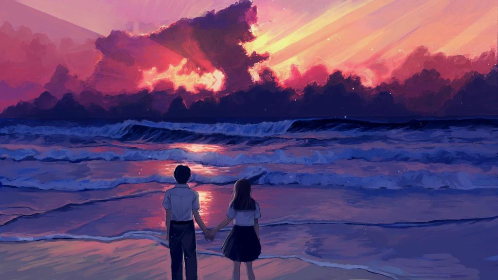 Download anime illustration landscape sea