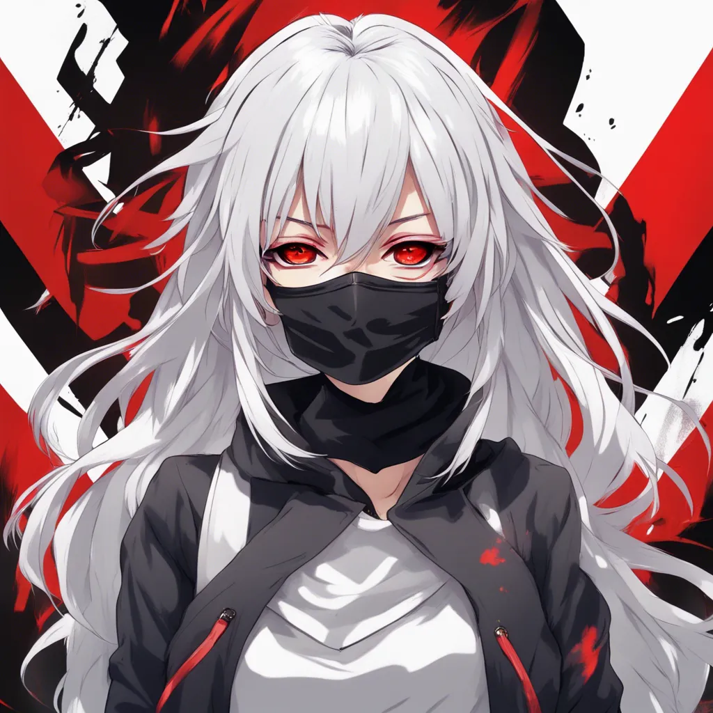 Download White Haired Girl Ahoge Black Mask