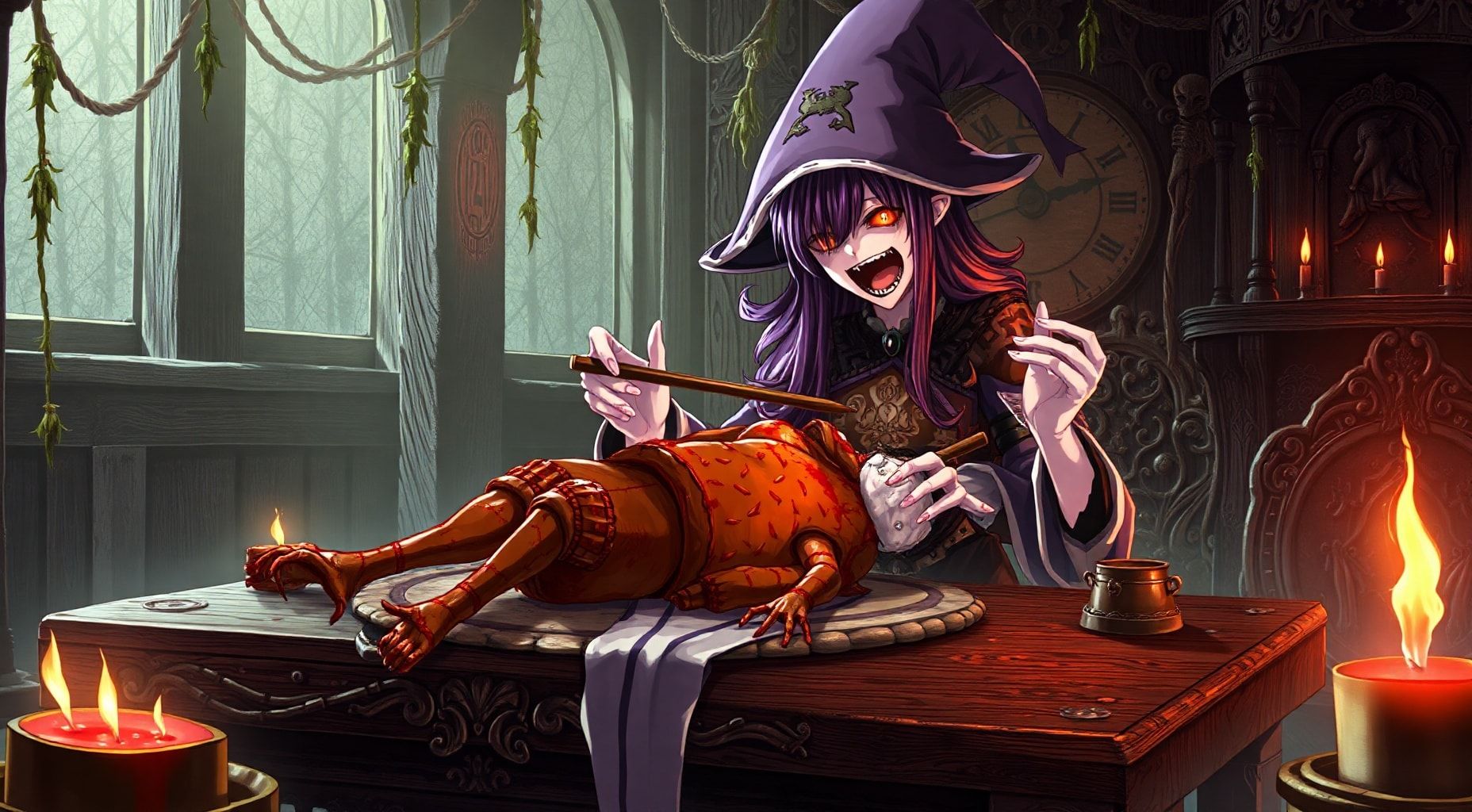 Download Witch Eating A Roasted Human Girl