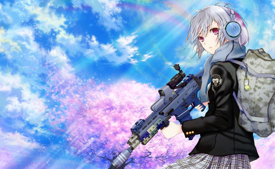 Download White Haired Male Character Holding Rifle